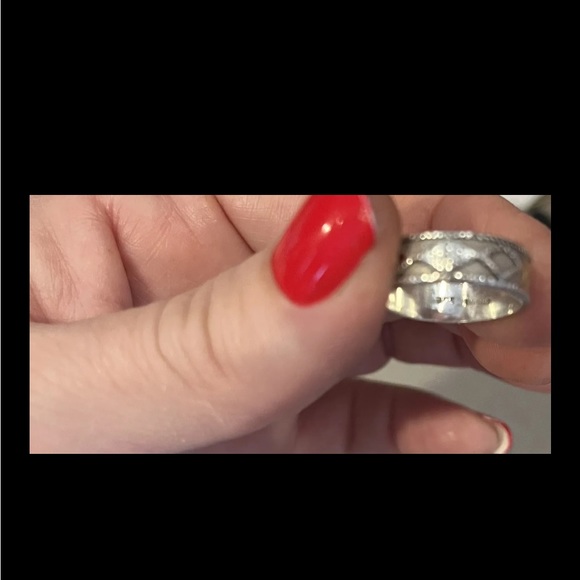 🔥Sterling Silver Vintage Women’s Band Ring w/triangular rare designs Stamped 925 - Picture 7 of 8